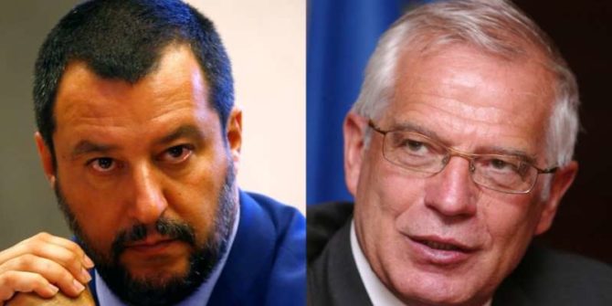  El ministro del Interior italiano, Matteo Salvini, y el de Exteriores de España, Josep Borrell. 