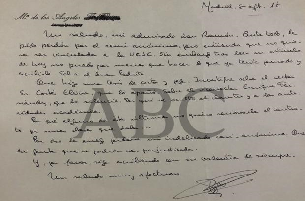 Carta anónima de un académico de la UCJC - ABC