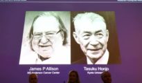 Anuncio de los ganadores del Premio Nobel de Medicina, James P. Allison y Tasuku Honjo.