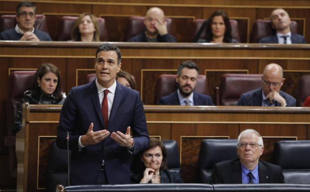 El presidente del Gobierno, Pedro Sánchez, hoy en el Congreso