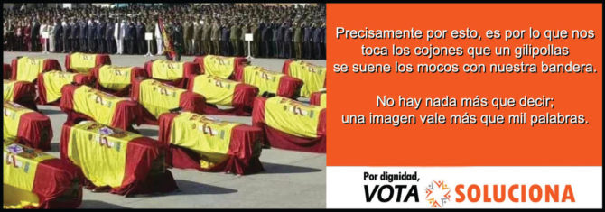 Meme de SOLUCIONA sobre el desprecio de Dani Mateo a nuestra bandera.