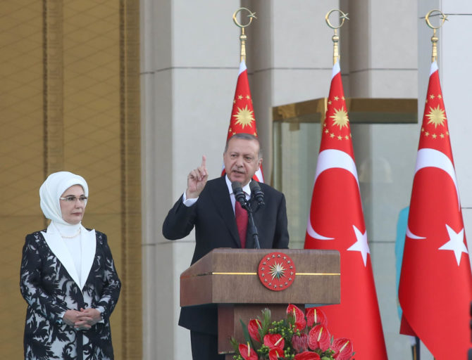 El presidente de Turquía, Recep Tayyip Erdogan, durante su discurso inaugural del pasado 9 de julio en Ankara.