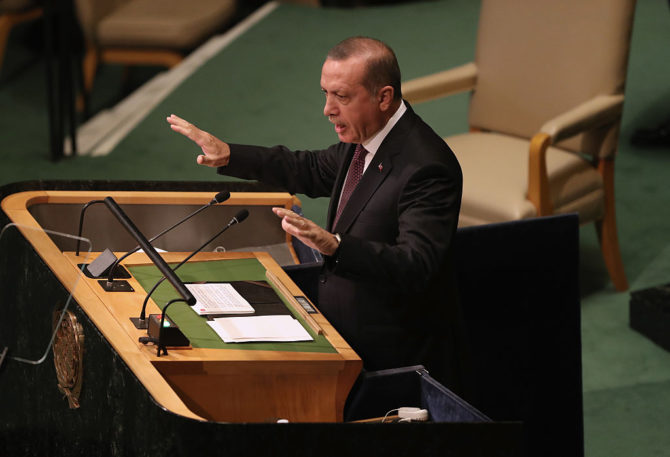 En la imagen, el presidente de Turquía, Recep Tayyip Erdogan, dirigiéndose a la Asamblea General de la ONU.