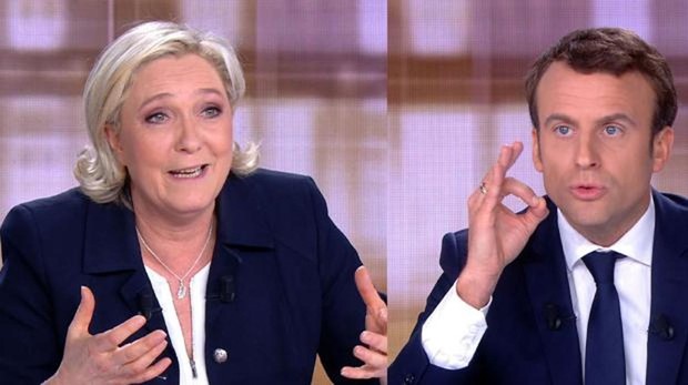 Marine Le Pen y Emmanuel Macron