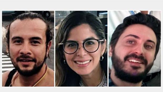 De izquierda a derecha, los colombianos Leonardo Muñoz y Mauren Barriga, y el español Gonzalo Domínguez