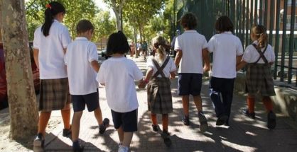 Alumnos de un colegio concertado en Vallecas (Madrid)