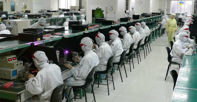 Trabajadores de Foxconnn en Shenzen (China) 