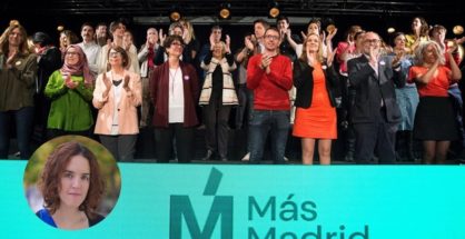 Presentación de candidatos de Carmena y Errejón por Más Madrid el pasado 16 de marzo en el Centro Cultural Lázaro Carreter. A la izquierda, abajo, María Pastor Valdés