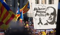 Manifestación independentista de Madrid, a su llegada a la Plaza de Cibeles