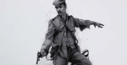 Boceto del pintor Ferrer Dalmau para la realización de la estatua