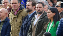 Santiago Abascal, Javier Ortega-Smith, Rocío Monasterio e Ivan Espinosa de los Monteros en la concentración bajo el lema 'Por una España unida'/Europa Press