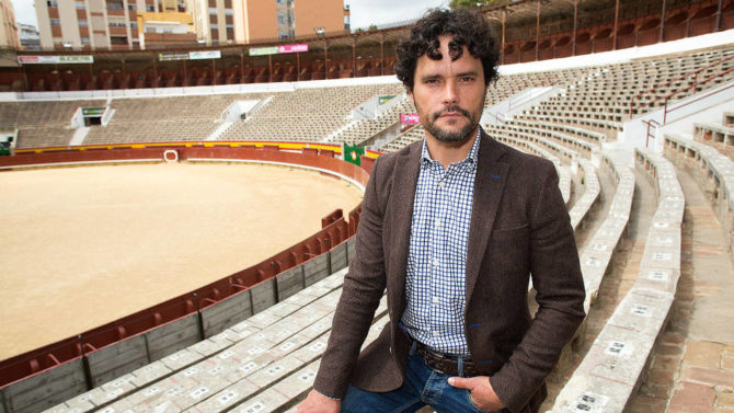 Miguel Abellán en la plaza de toros de Castellón, donde estuvo junto a los militantes del Partido Popular
