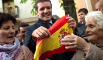 Pablo Casado, este viernes por la mañana en Pamplona