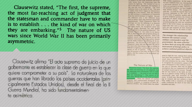 Fragmento copiado en el artículo sobre Clausewitz en la publicación del Ejército del Aire 