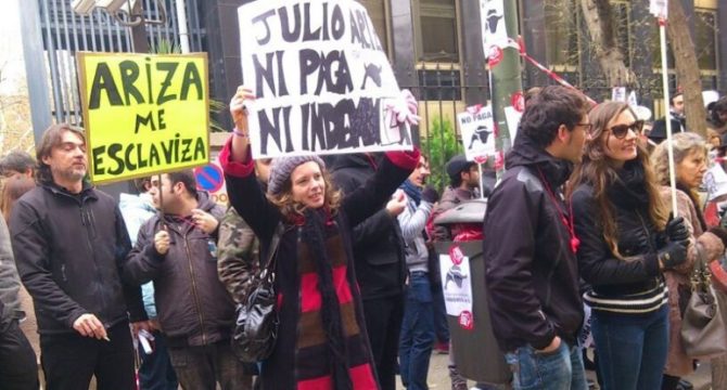 Manifestación de trabajadores de Intereconomìa.¿Es Ariza el modelo de empresario de Vox? /Foto: pronoticias.com.