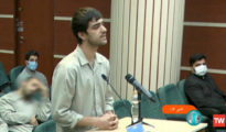 El karateka de Irán Mohammad-Mehdi Karami interviene durante el juicio por su presunta participación en el asesinato de un militar iraní.